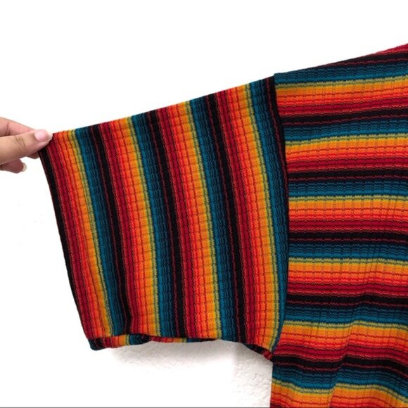 VTG Ribbed Rainbow Striped V-Neck Knit Top - Picture 3 of 6